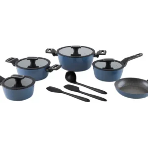 Jogo de Panelas Brinox Ceramic Life de Alumínio Azul 8 Peças Carbon